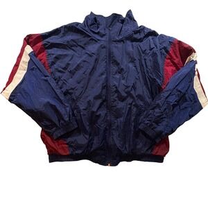 MacGregor Windbreaker Jacket Mens XL Navy Blue Burgundy Colorblock Nylon Zip